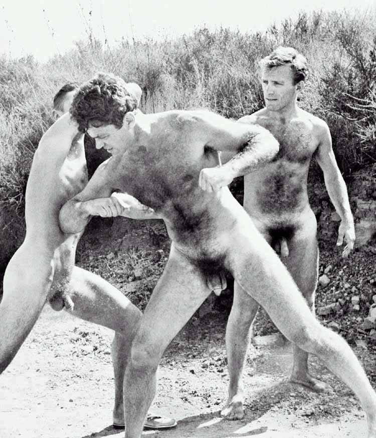 nude males fighting Vintage